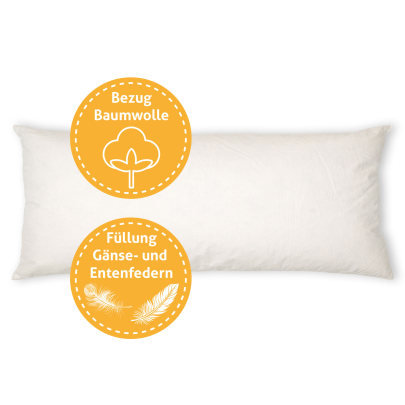 Federkissen 20 x 60 cm Kissenfüllung Gänse- und Entenfedern