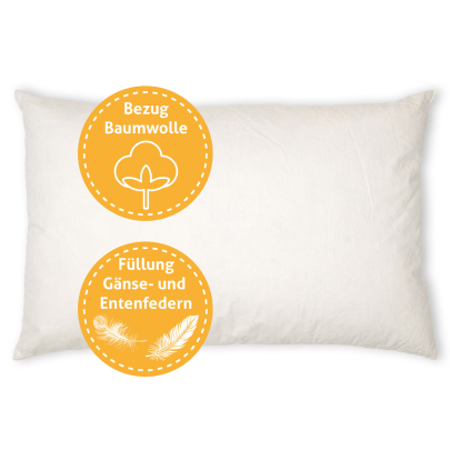 Federkissen 30 x 50 cm Kissenfüllung Gänse- und Entenfedern