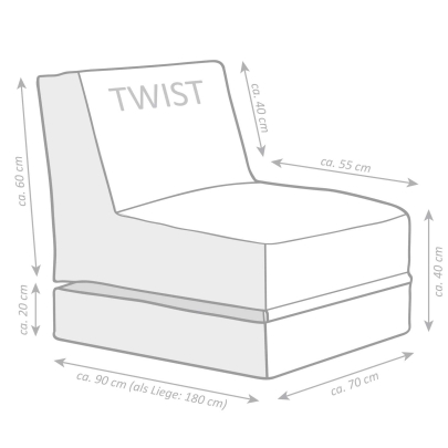 SITTING POINT Outdoor Sitzsack / Liege OUTSIDE TWIST ca. 90x70x80cm / als Liege 180x70x60cm