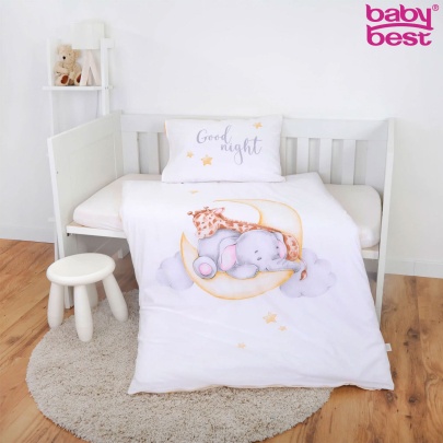HERDING Kinderbettwäsche Set 100 x 135 cm sleeping on the moon Flanell