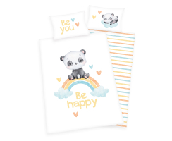 HERDING Kinderbettwäsche Set 100 x 135 cm Regenbogen...