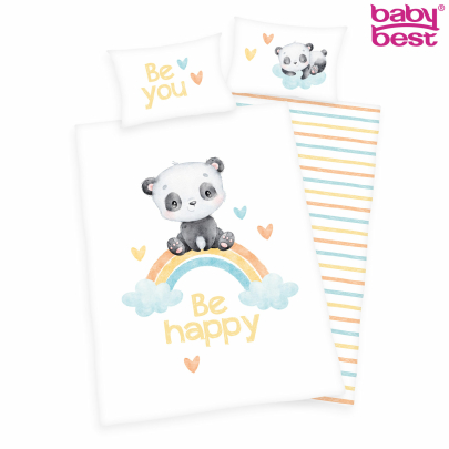 Babybettwäsche  Set Regenbogen Panda babybest® Flanell