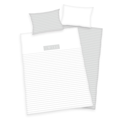 HERDING Kinderbettwäsche Set 100 x 135 cm aus Bio-Baumwolle "I love you" Renforcé