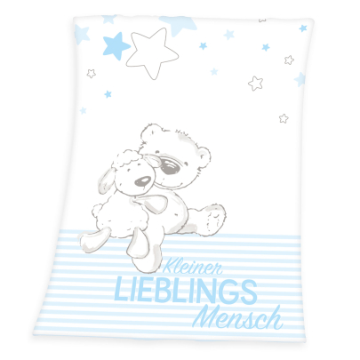 HERDING Baby Kuscheldecke Kleiner Lieblingsmensch 75 x 100 cm blau