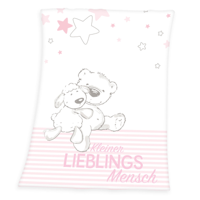 HERDING Baby Kuscheldecke Kleiner Lieblingsmensch 75 x 100 cm rosa