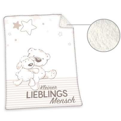HERDING 75 x 100 cm Baby Kleiner Lieblingsmensch Wendedecke Lammfelloptik