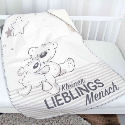 HERDING 75 x 100 cm Baby Kleiner Lieblingsmensch Wendedecke Lammfelloptik