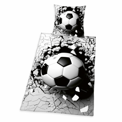 3D Fußball Bettwäsche HERDING Young Collection 80 x 80 cm + 135 x 200 cm