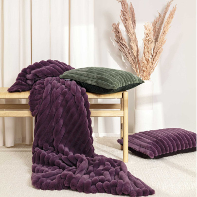 MAGMA Samt-Kissenhülle RAYA Fellimitatstreifen