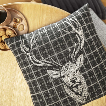 MAGMA MAGMA Kissenhülle BURTON in Landhaus Vintage Optik Hirschkopf