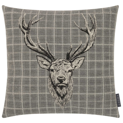 MAGMA MAGMA Kissenhülle BURTON in Landhaus Vintage Optik Hirschkopf  45 x 45 cm grau