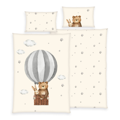 HERDING Kinderbettwäsche 100 x 135 cm Ballonfahrt Renforcé