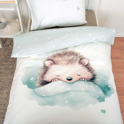 HERDING Kinderbettwäsche Set 100 x 135 cm Kleiner Igel Renforcé