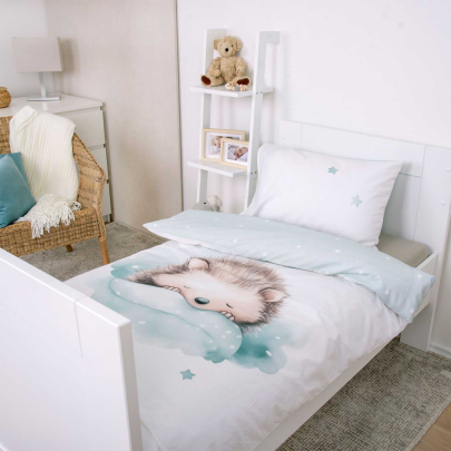 HERDING Kinderbettwäsche Set 100 x 135 cm Kleiner Igel Renforcé