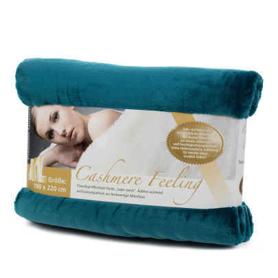 Gözze Cashmere-Feeling Premium Kuscheldecke XL 180 x 220 cm petrol