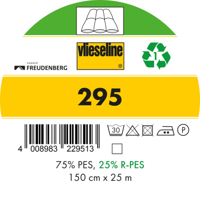 Freudenberg Vlieseline 295 Hochbauschiges Volumenvlies Breite 150 cm | Rolle 25 Meter | Weiß