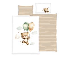HERDING Kinderbettwäsche Ballon Teddy 100x135 cm...