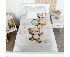 HERDING Kinderbettwäsche Ballon Teddy 100x135 cm...