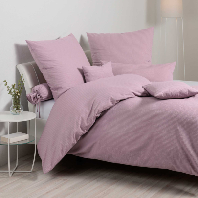 JANINE Mako-Soft-Seersucker Bettwäsche PIANO 0125 Uni 240 x 220 cm / 2x 80 x 80 cm holunder