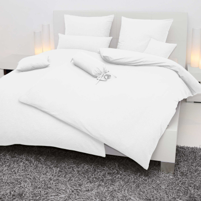 JANINE Mako-Soft-Seersucker Bettwäsche PIANO 0125 Uni Kissenbezug 80 x 80 cm weiß