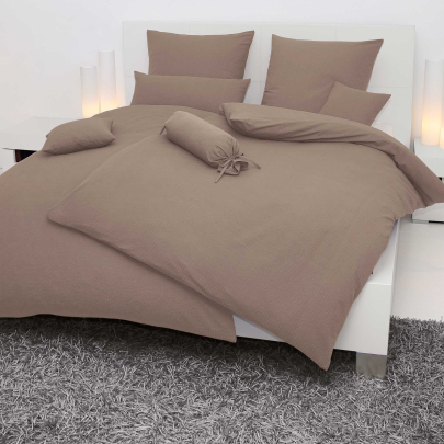JANINE Mako-Soft-Seersucker Bettwäsche PIANO 0125 Uni Kissenbezug 40 x 40 cm taupe