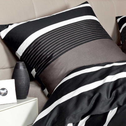 JANINE JD Mako Satin 8468 Bettwäsche nougat schwarz 155 x 220 cm / 80 x 80 cm