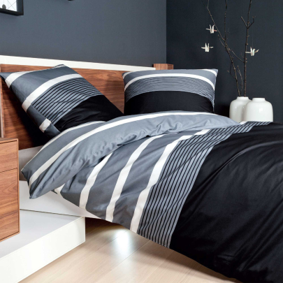 JANINE JD Mako Satin 8468 Bettwäsche silber schwarz