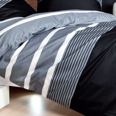 JANINE JD Mako Satin 8468 Bettwäsche silber schwarz 200 x 200 cm / 2x 80 x 80 cm