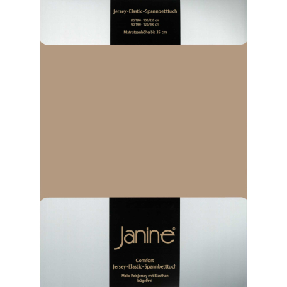 JANINE Spannbetttuch Elastic-Jersey 5002 - bügelfrei & elastisch 150 × 200 cm nougat