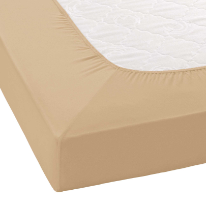 JANINE Spannbetttuch Elastic-Jersey 5002 - bügelfrei & elastisch 200 × 200 cm nougat