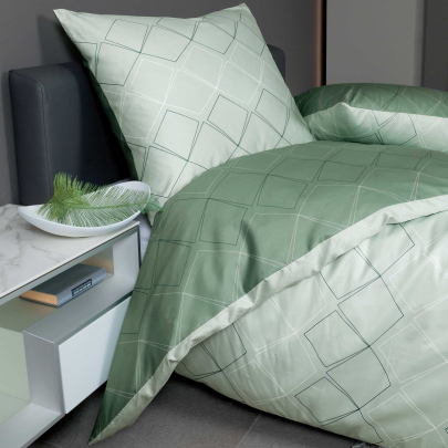 JANINE JD Mako Satin 87053 Bettwäsche jade waldgrün 155 x 220 cm / 80 x 80 cm