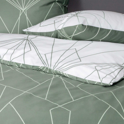 JANINE JD Mako Satin 87054 Wende-Bettwäsche salbeigrün jade 135 x 200 cm / 80 x 80 cm