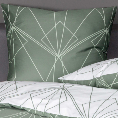JANINE JD Mako Satin 87054 Wende-Bettwäsche salbeigrün jade 155 x 220 cm / 80 x 80 cm