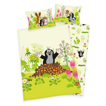 HERDING Der kleine Maulwurf Bettwäsche-Set ‘Classic’ 40 x 60 cm + 100 x 135 cm Flanell