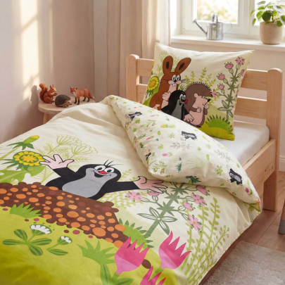 HERDING Der kleine Maulwurf Bettwäsche-Set ‘Classic’ 80 x 80 cm + 135 x 200 cm Renforcé